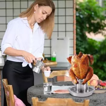 Стойка для запекания курицы из пивной банки с контейнером для ароматизаторов, жаровня из нержавеющей стали для гриля и духовки