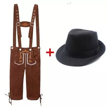 Beer Festival Costumes Bavarian Men s Performance Costumes Floral Printed Overalls Hat Suit XXL чёрный