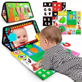 beetoy Tummy Time Baby Mirror Toy Черно-белый контрастный узор 3D Activity Play Шуршащая игрушка Складная игрушка Развитие восприятия Новорожденные младенцы