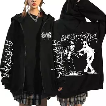 Begrenzte Ghostemane Толстовка на молнии с капюшоном Grafik Druck Толстовки Metall Rock Готика Толстовки с капюшоном на молнии Harajuku Streetwear Mntel M