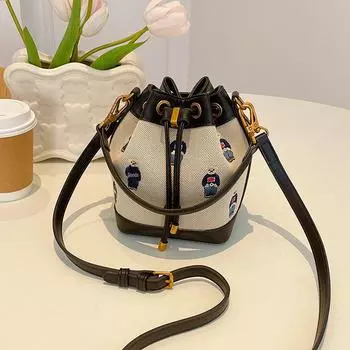 Beibaobao 2024 Bear Fashion Повседневная Портативная Сумка-ведро через плечо коричневый