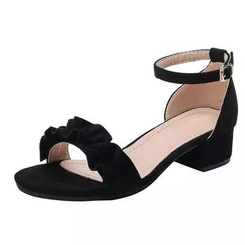 Beige Black Gladiator Sandals Summer Office High Heels Shoes Woman Buckle Strap Pumps Casual Women Shoes Big Size 34-40 Mazefeng 34
