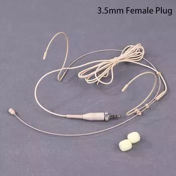 Beige Double Earhook Headset Mic Headworn Microphone 3.5Mm 3 Pin For 4 Pin Xlr Plug For Omnidirectional Microphone