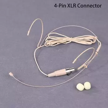 Beige Double Earhook Headset Mic Headworn Microphone 3.5Mm 3 Pin For 4 Pin Xlr Plug For Omnidirectional Microphone