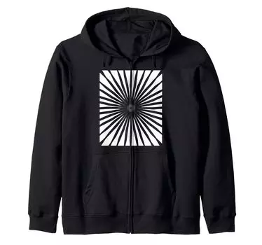 Белая толстовка с капюшоном на молнии с узором Starburst Mid Century Modern. чёрный
