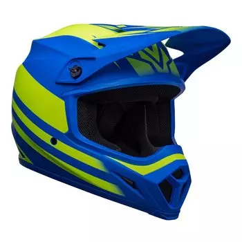 BELL MIPS Disrupt Matte Classic L SG and MFJ Race 7136328 MX-9 Helmet, Blue/Hi-Vis Yellow, (59-60cm), Standard/Road Certified,