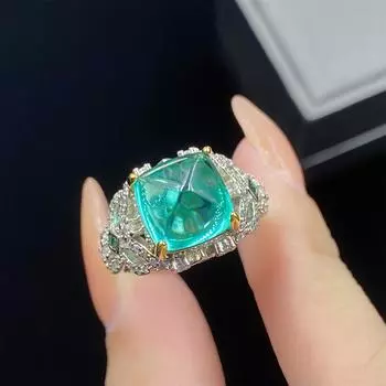 Кольцо BELLA BOX с полым сетчатым дном и имитацией изумруда в виде сахарной башни, подходит для повседневной женской вечеринки, модные украшения Adjustable Opening