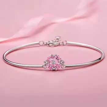 BELLA BOX Корейская версия Темперамент Сердце Розовый Четырехлистный Клевер Медный Серебряный Позолоченный Браслет Женский Простой Личностный Любовный Браслет розовый
