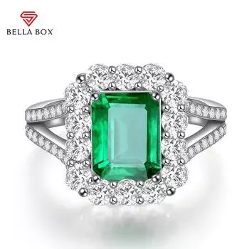 BELLA BOX квадратной формы, регулируемые кольца с зеленым цирконом для женщин, роскошное свадебное обручальное кольцо с зеленым драгоценным камнем зелёный