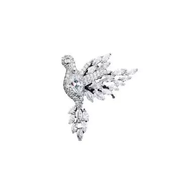 BELLA BOX Light Luxury Full Drill Inkstone Dynamic Pigeon Cuestion - ожерелье, подходящее для повседневной женской вечеринки, модные украшения 40mm*33mm белый