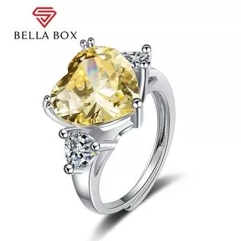BELLA BOX модное кольцо с цирконием и бриллиантом в форме сердца, ювелирные изделия, подарок для свадебной вечеринки Resizable