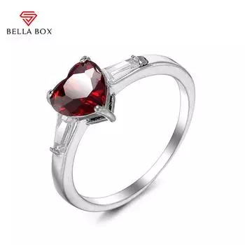 Bella Box модное кольцо с цирконом в форме сердца и любви, женское роскошное обручальное кольцо для любовника, модные ювелирные изделия высокого качества 6 красный