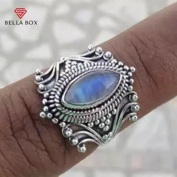 BELLA BOX модное кольцо с конским глазом женское кольцо с имитацией лунного камня в непальском стиле ювелирные изделия кольцо в стиле ретро No.5 серебряный