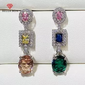 BELLA BOX модные роскошные красочные серьги для женщин ярко-розовые/желтые/синие/зеленые/белые CZ эстетические свадебные украшения нежный подарок