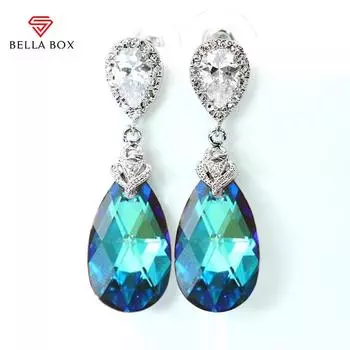BELLA BOX модные роскошные висячие серьги женские разноцветные/синие серьги с фианитом женские эстетические серьги нежный подарок свадебные украшения синий