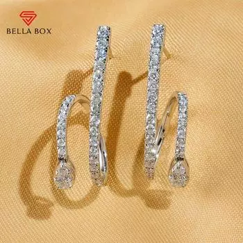 BELLA BOX модные серьги-гвоздики геометрической формы для женщин, стильные блестящие стильные женские аксессуары, роскошные ювелирные изделия с цирконом