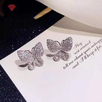 BELLA BOX модные серьги-гвоздики с бабочками серебряного цвета, универсальные аксессуары для ушей для женщин, шикарные серьги для свадебной вечеринки, ювелирные изделия