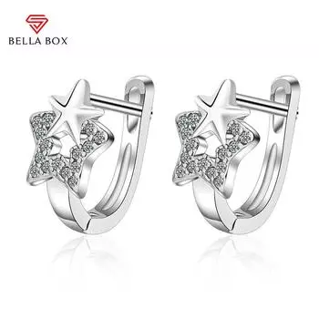 BELLA BOX модные серьги-кольца с цирконием и звездами, шикарные женские аксессуары, эстетические серьги для свадьбы и помолвки, модные ювелирные изделия белый