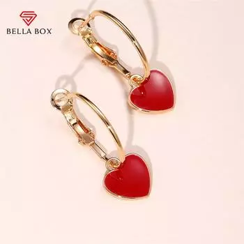 BELLA BOX модные висячие серьги в форме сердца, красная эпоксидная смола, простой стильный дизайн, женские повседневные аксессуары, хороший подарок, новые ювелирные изделия красный