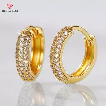 BELLA BOX модные женские роскошные серьги-кольца с цирконами, маленькие круглые аксессуары для ушей, универсальный дизайн, женские украшения, необычный подарок на годовщину