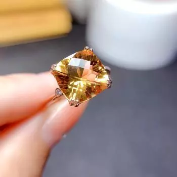 BELLA BOX Morgan Stone Champagne Diamond Ring With 5-carat Princess Square Diamond Opening Colorful Treasure Diamond Ring Adjustable Opening шампанского