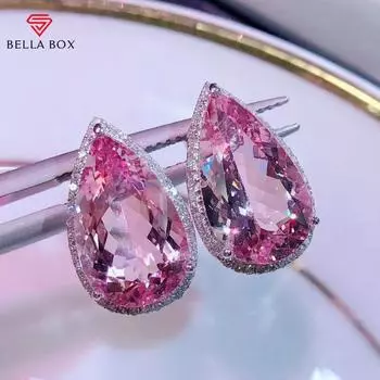 BELLA BOX Новые роскошные темпераментные высококачественные серьги-кольца Caibao с имитацией капли воды из розового турмалина No.4 розовый