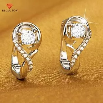 BELLA BOX Нежные U-образные женские серьги с кристаллами кубического циркония, женские свадебные серьги, хороший подарок на годовщину, ювелирные изделия серебряного цвета белый