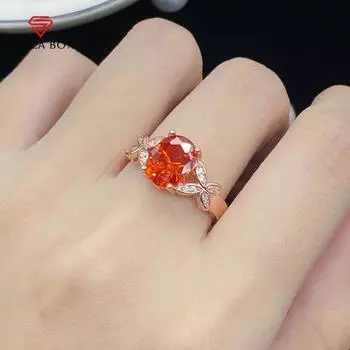 BELLA BOX Новое женское открытое кольцо с имитацией кристаллов оранжевого циркона и бантом, темпераментное светлое роскошное открытое кольцо из розового золота 17.3mm золотой