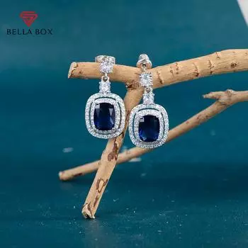 Bella Box новые модные синие серьги с цирконием для женщин, блестящие висячие аксессуары для ушей, темпераментные элегантные свадебные украшения синий