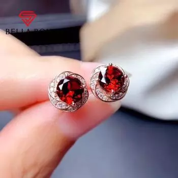 BELLA BOX Новые серьги с темперой, полные бриллиантов, имитация рубиново-розовых сережек, модные серьги-сокровища для девушки, подарок на День святого Валентина розового золота