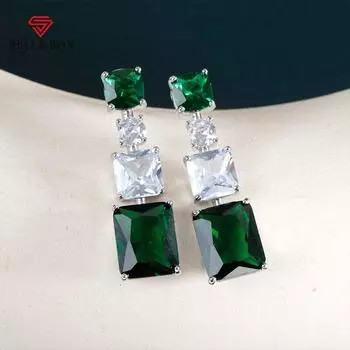 Bella Box новые зеленые и белые серьги-гвоздики женские изящные женские подарки на годовщину свадьбы благородные женские вечерние украшения зелёный
