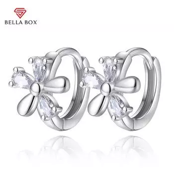 BELLA BOX, новый дизайн, серьги в форме цветка, женские серьги-кольца высокого качества, серебряного цвета, милые аксессуары для девочек, необычный подарок, модные ювелирные изделия