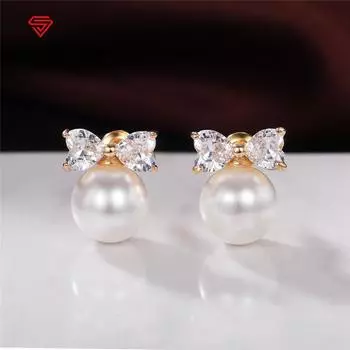 BELLA BOX простые модные серьги-гвоздики с искусственным жемчугом для девочек, золотые серьги с бантом, эстетические ювелирные серьги для женщин