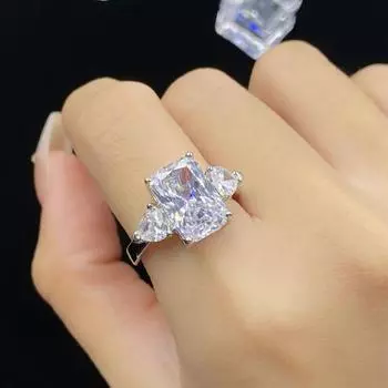 BELLA BOX Raydean Cut Flash Прямоугольник Восемь Сердце Восемь Стрел Циркон Новое Простое Темпераментное Открытое Кольцо Женское Adjustable Opening алмаз