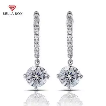 BELLA BOX Роскошные модные висячие серьги с кубическим цирконием для женщин, элегантные свадебные аксессуары, простые ювелирные изделия белый