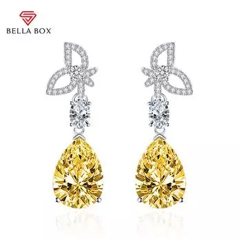 BELLA BOX Роскошные женские серьги-бабочки в форме капли циркониевые серьги на свадьбу, помолвку, подарок для вечеринки синий