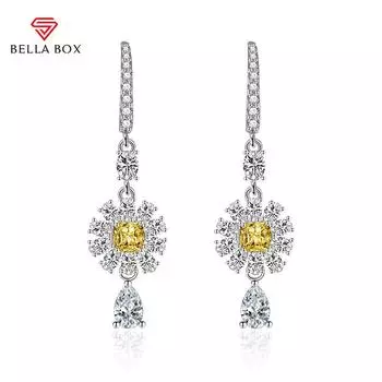 BELLA BOX Роскошные женские серьги-капли с цветком и бриллиантами, серьги для свадьбы, помолвки и вечеринки зелёный