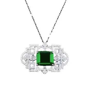 BELLA BOX Simulation Emerald Choker Wristband Collar Pendant With Three Full Drill Straps Suitable For Wedding Daily Fashion Jewelry NO.3(The collar has no pendant)