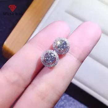 BELLA BOX Восемь сердец восемь стрел с покрытием PT950 горячие продажи полностью бриллиантовая имитация Mosan бриллиантовые серьги-гвоздики женские модные свадебные украшения белый