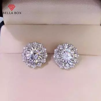 BELLA BOX великолепные серьги-гвоздики с кубическим цирконием, свадебные аксессуары высокого качества для женщин, модные свадебные серьги, модные украшения