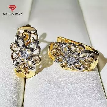 BELLA BOX винтажные кольца-кольца с цветком для женщин, ретро танцевальная вечеринка, повседневная одежда, темпераментные милые женские аксессуары, популярные ювелирные изделия