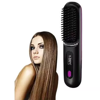 Bellabrush Pro Brush, Bella Brush Pro, Bellabrush Портативная щетка-выпрямитель, Расческа с подогревом, Беспроводная щетка-выпрямитель для волос чёрный
