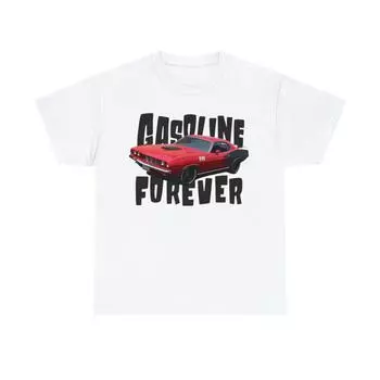 Бело-красная футболка унисекс Car Gasoline Forever S