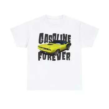 Бело-желтая футболка унисекс Car Gasoline Forever S