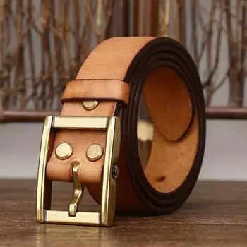 Belt Men s Retro Hard Han Style Thickened First Layer Cowhide Leather Trendy All-Matching Jeans Belt