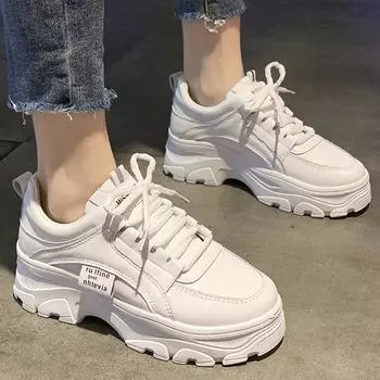 Белые кроссовки женские на платформе Tenis Feminino массивные кроссовки женские весенние вулканизированные туфли Basket Femme большой размер 42 35