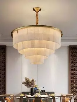 Белые современные натуральные мраморные люстры Led Home Decor Обеденный стол Мраморные люстры Роскошные высококачественные подвесные светильники для гостиной warm light