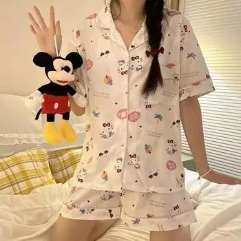 Белый комплект пижамы с короткими рукавами Hello Kitty, популярного персонажа в Корее