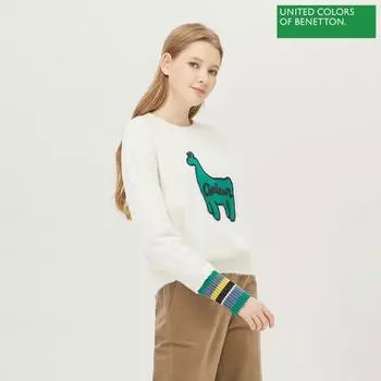 Benetton Benetton Winged Lama Embroidery Knit Bakpb5361 Iv Ivory/OS