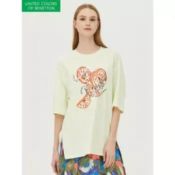 BeneTTon Sequin Orange T shirT baTse2231 VO/OS